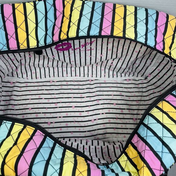 Luv Betsy Johnson Weekender Tote Duffel Travel Bag Pastel Vertical Stripes Large - Picture 8 of 13
